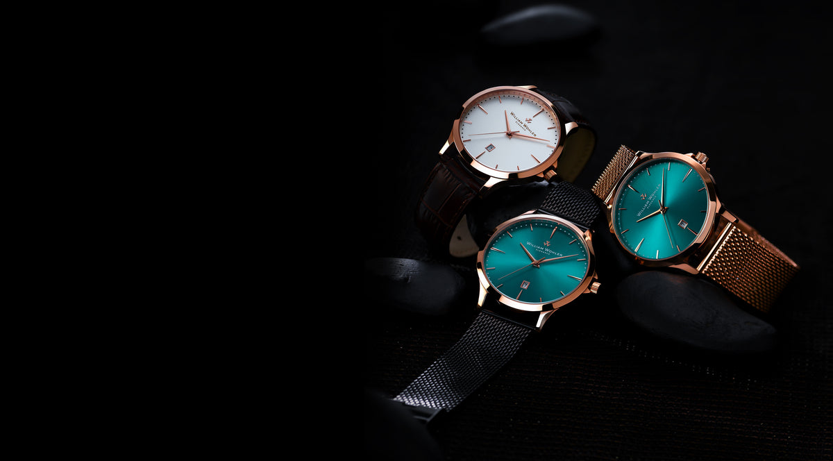 Composition de montres homme William Wohler, variante d'éclairage