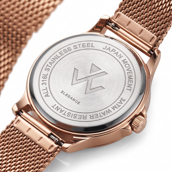 Dos du boîtier acier inoxydable 316L de la montre homme Émeraude Dorée William Wohler