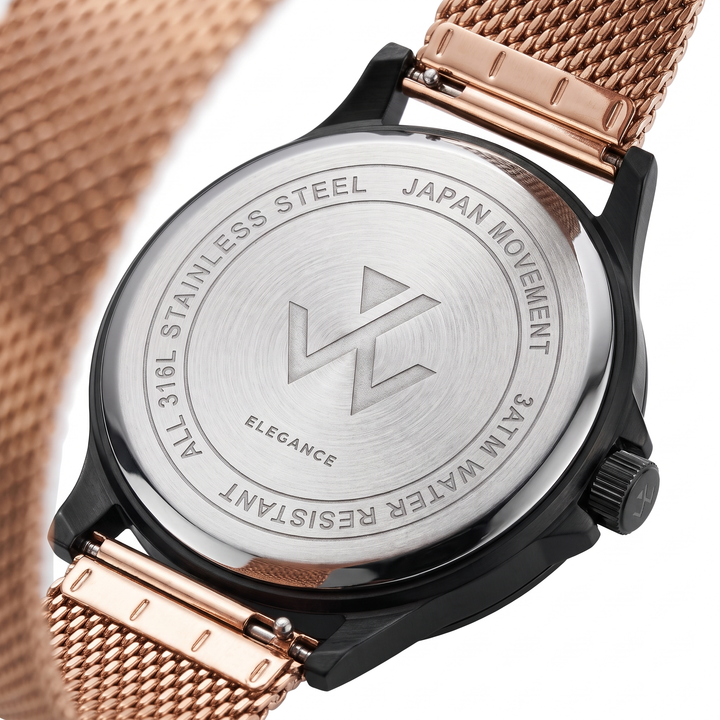 Dos du boîtier acier inoxydable 316L de la montre homme Émeraude Éclat de Noir William Wohler
