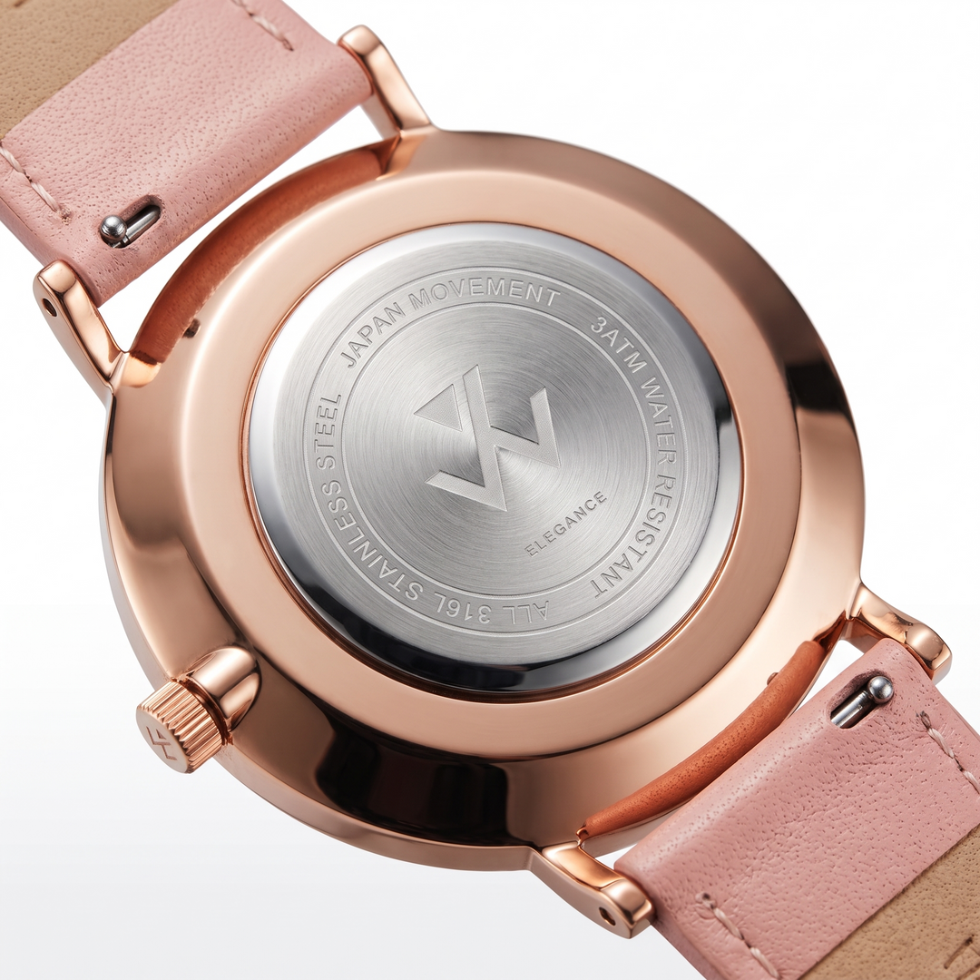 Dos du boîtier acier inoxydable 316L de la montre femme Orchidée d&